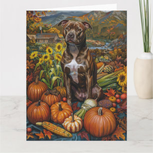 Pitbull-Hund Herbsternte Erntedankfest Karte