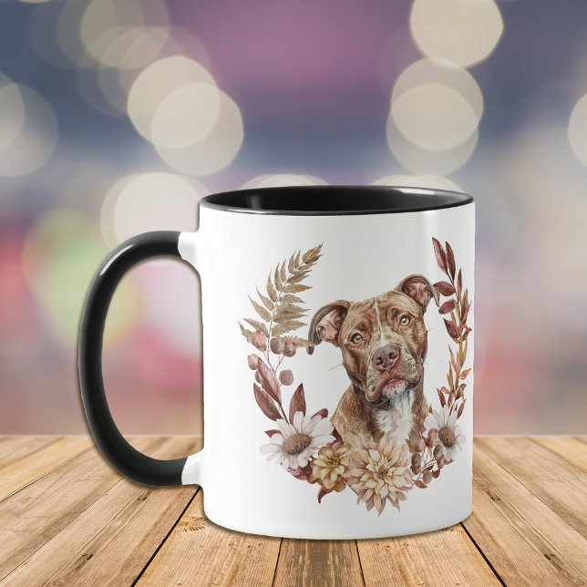 Pitbull Hund Herbstkranz Tasse (Von Creator hochgeladen)