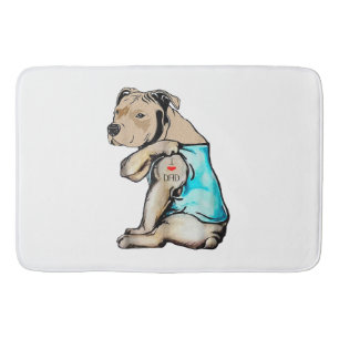 Pitbull Hund I Liebe Vater Tattoo Funny Family Badematte