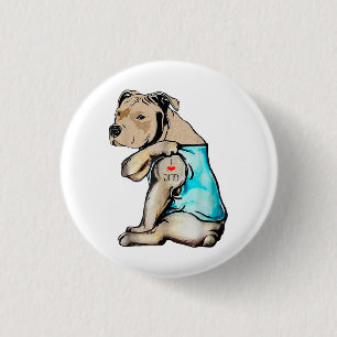 Pitbull Hund I Liebe Vater Tattoo Funny Family Button
