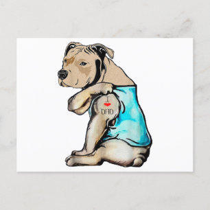 Pitbull Hund I Liebe Vater Tattoo Funny Family Feiertagspostkarte