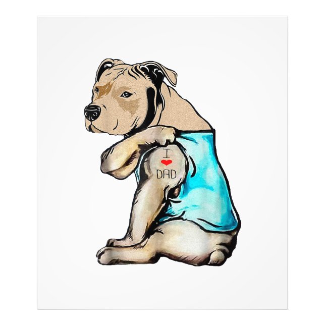 Pitbull Hund I Liebe Vater Tattoo Funny Family Fotodruck (Vorne)
