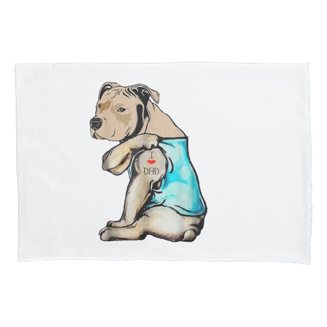 Pitbull Hund I Liebe Vater Tattoo Funny Family Kissenbezug (Vorderseite)