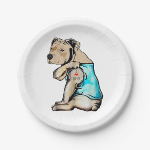 Pitbull Hund I Liebe Vater Tattoo Funny Family Pappteller