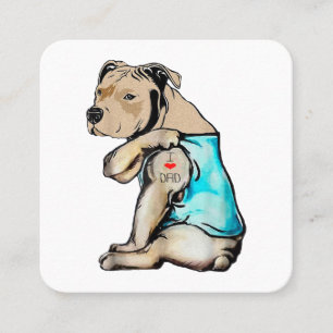 Pitbull Hund I Liebe Vater Tattoo Funny Family Quadratische Visitenkarte