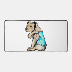 Pitbull Hund I Liebe Vater Tattoo Funny Family Schreibtischunterlage