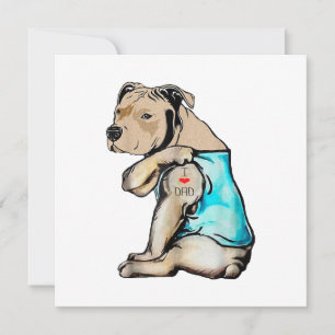 Pitbull-Hund Ich liebe Papa-Tattoo Lustige Familie Einladung