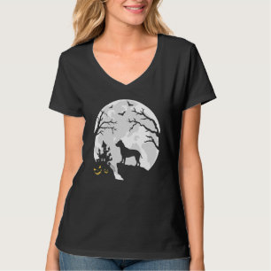 Pitbull-Hund im Mond-Halloween-Kostüm Männer Fraue T-Shirt