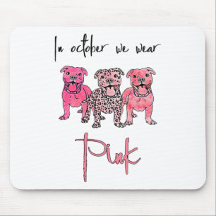 Pitbull Hund im Oktober tragen wir Pink Ribbon Bru Mousepad
