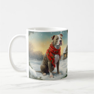 Pitbull Hund im Schnee Weihnachten Kaffeetasse