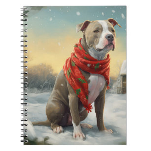 Pitbull Hund im Schnee Weihnachten Notizblock