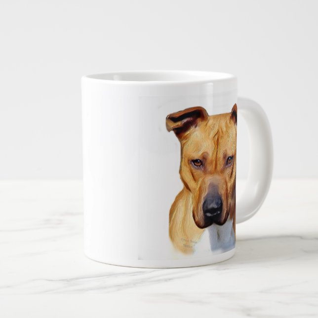 Pitbull Hund Jumbo-Tasse (Vorderseite Rechts)