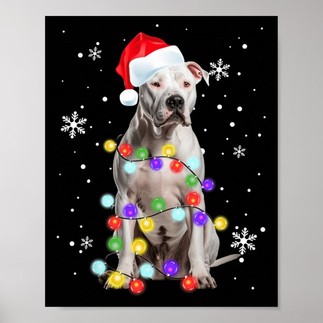 Pitbull Hund Merry Dogmas Weihnachtsfeiertag Poster (Vorne)