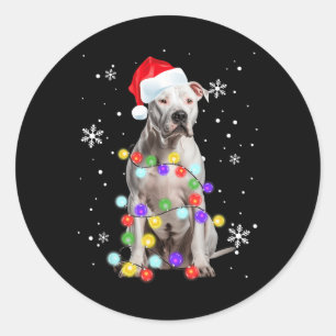 Pitbull Hund Merry Dogmas Weihnachtsfeiertag Runder Aufkleber