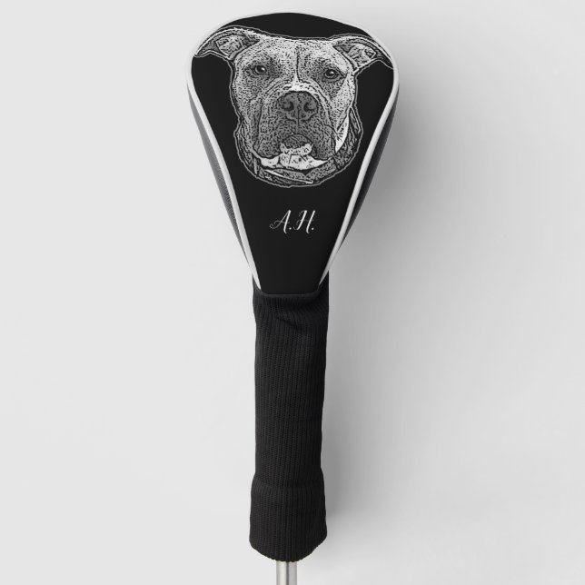 Pitbull-Hund mit Monogramm Golfkopf Golf Headcover (Vorderseite)