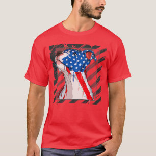 Pitbull-Hund mit USA-Muster für den 4. Juli T-Shirt