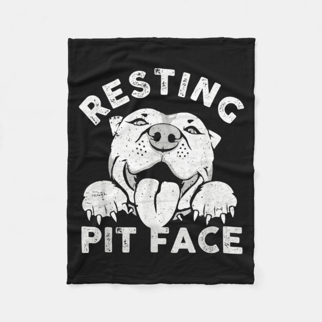 Pitbull-Hund ruht Pit-Gesicht sarkastischer Humor Fleecedecke (Vorderseite)