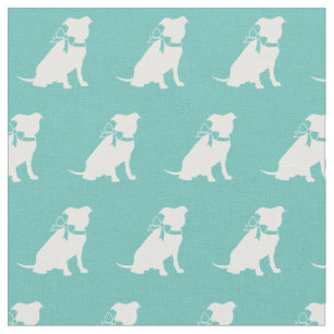 Pitbull Hund Silhouette Pet Pit Bull Aquamarin Stoff