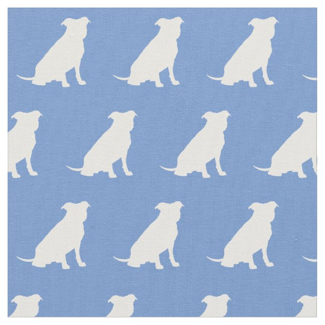 Pitbull Hund Silhouette Pet Pit Bull Light Blue Stoff (Nahaufnahme)