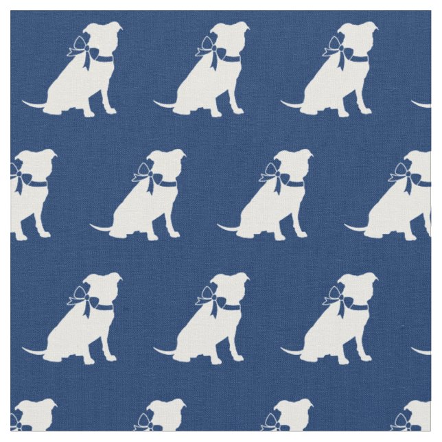 Pitbull Hund Silhouette Pet Pit Bull Navy Blue Stoff (Nahaufnahme)