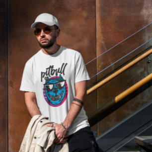 Pitbull Hund Sonnenbrille Cartoon T-Shirt