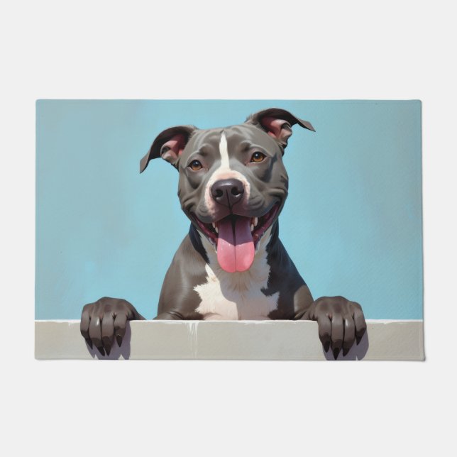 Pitbull-Hund Türmatte Kunst (Vorderseite)