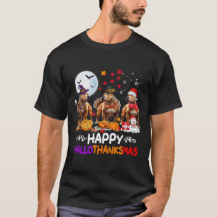 Pitbull Hund Weihnachten Happy Hallothankmas Thank T-Shirt