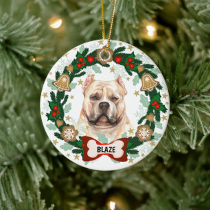 Pitbull Hund Weihnachten Niedlicher Hund Keksschad Keramik Ornament