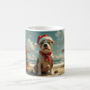 Pitbull Hund Weihnachten Vintage Strand Kaffeetasse