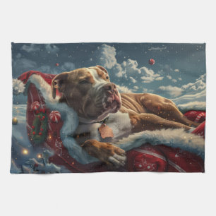 Pitbull-Hund Weihnachtsfest Geschirrtuch