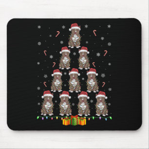 Pitbull Hund Weihnachtsmannmütze Xmas Lichter Männ Mousepad