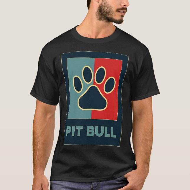 Pitbull Hunde Cool Retro Pit Bull Dog Lover Paw T-Shirt (Vorderseite)