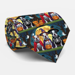 Pitbull-Hunde Kürbis Halloween Lustig Krawatte