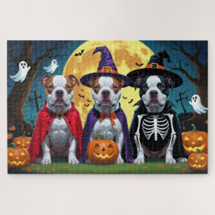 Pitbull-Hunde Kürbis Halloween Lustig Puzzle