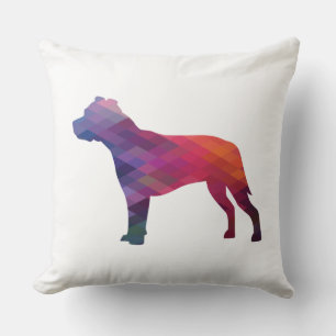 Pitbull Hunde Silhouette Geometrisch Lila Kissen