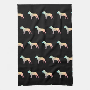 Pitbull Hunde Silhouette Geometrische Pastell Geschirrtuch