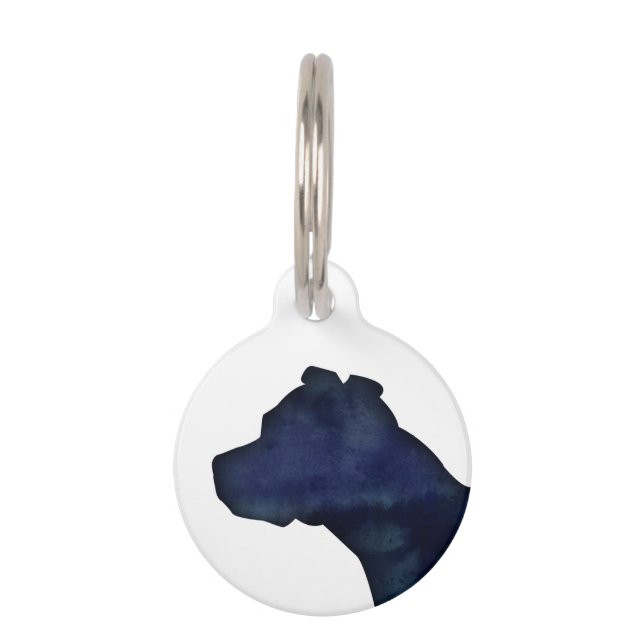 Pitbull Hunde Silhouette Schwarzes Wasser Haustiermarke (Vorderseite)