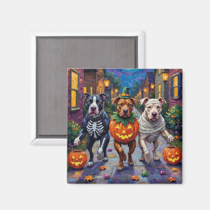 Pitbull Hunde Trick-oder-Treating Halloween-Kostüm Magnet