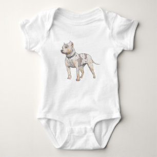 Pitbull HundeAquarell-Skizze Baby Strampler