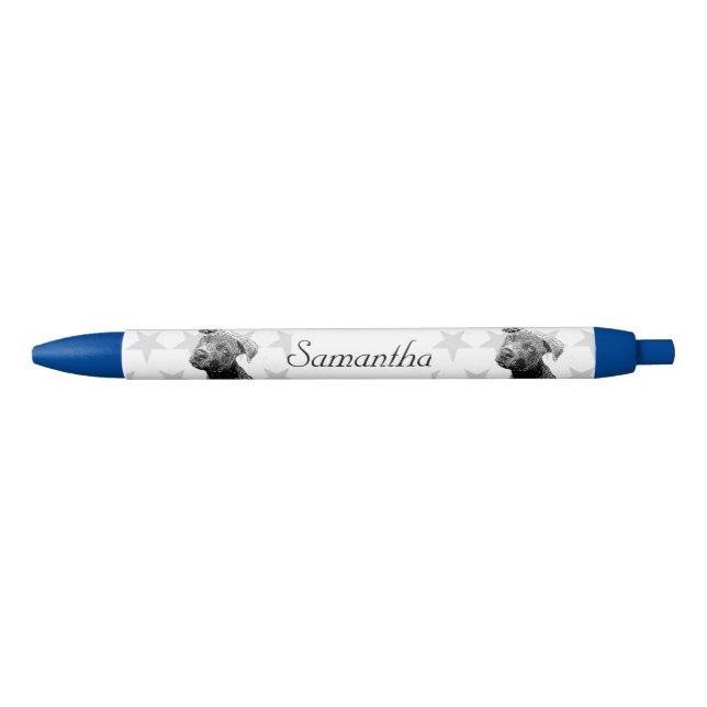Pitbull Hundeblauer personalisierter Stift (Vorderseite)