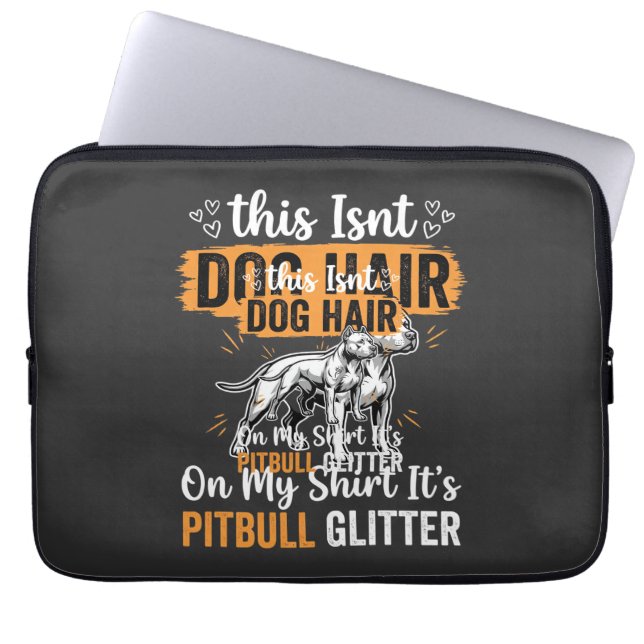 Pitbull-Hundehaar Glitter Lustiger Hund Laptopschutzhülle (Vorderseite)