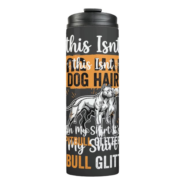 Pitbull-Hundehaar Glitter Lustiger Hund Thermosbecher (Vorderseite)