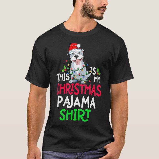 Pitbull Hundelleuchten Das ist mein Weihnachtsgebä T-Shirt (Vorderseite)