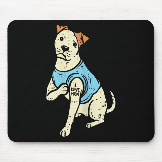 Pitbull I Liebe Mama Tattoo Pittie Dog Lover Eigen Mousepad (Vorne)