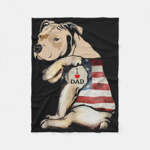 Pitbull I Liebe Vater Tattoo Vathers Day Fleecedecke
