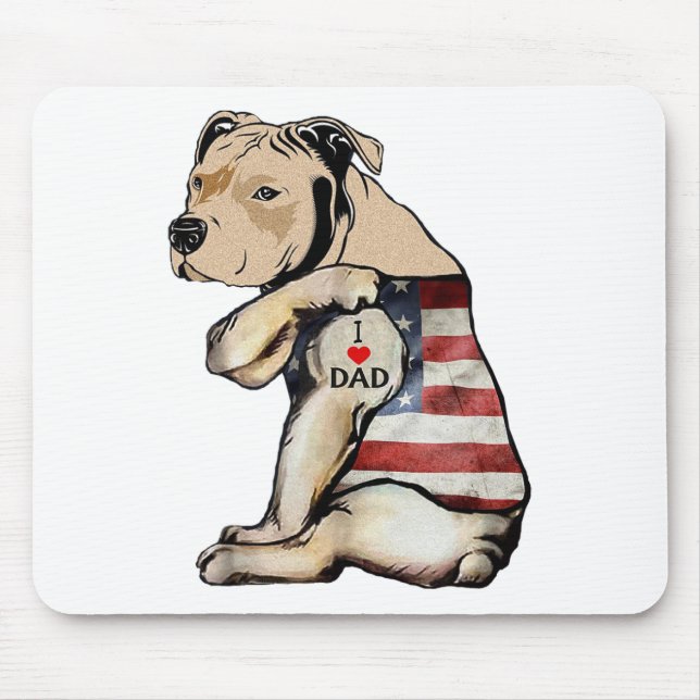 Pitbull I Liebe Vater Tattoo Vathers Day Mousepad (Vorne)