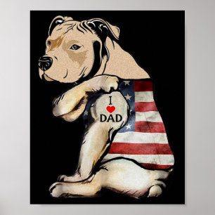 Pitbull Ich liebe Papa Tattoo Vatertag Poster