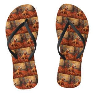 Pitbull im Herbst inspiriert von fallenden Blätter Flip Flops