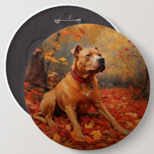 Pitbull im Herbst Leaves Fall Inspiriert Button
