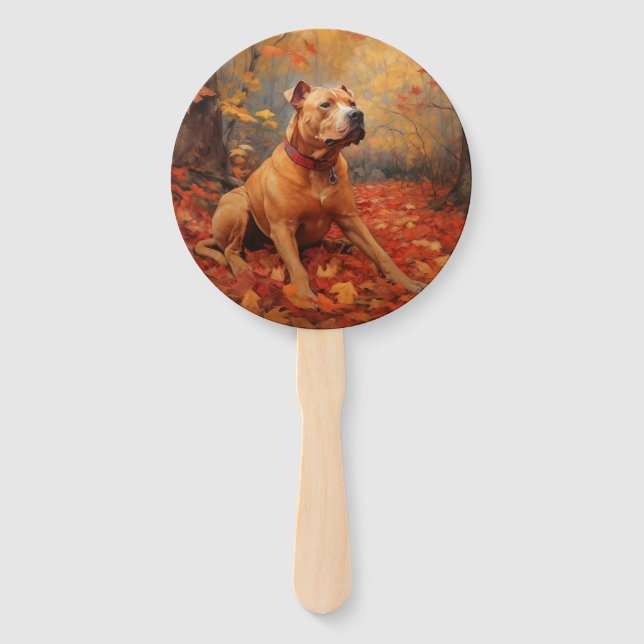 Pitbull im Herbst Leaves Fall Inspiriert Fächer (Vorderseite)